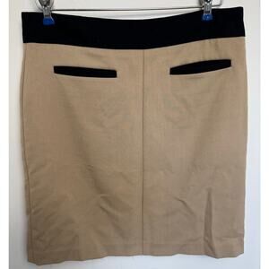 Y2K Beige Stretch Neutral Classic Slim Fit Straight Pencil Womens Skirt Size 8